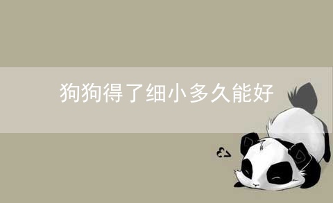 狗狗得了细小多久能好